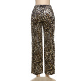 EVE Leopard Print Color Block Loose Pants GZJQ-K24P52854