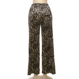 EVE Leopard Print Color Block Loose Pants GZJQ-K24P52854