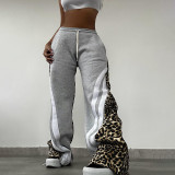 EVE Leopard Print Color Block Loose Pants GZJQ-K24P52854