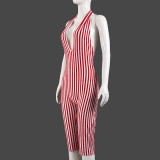 EVE Stripe Backless Tie Up Romper GNZD-51884JHD