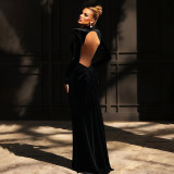 EVE Sexy Backless Solid Color Maxi Dress XEF-K25D75286
