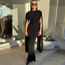 EVE Solid Color Backless Backless Maxi Dress XEF-K25D75950