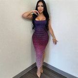 EVE Backless Split Hot Drill Maxi Dress CYA-901907