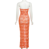 EVE Wrap Chest Lace See Through Maxi Dress GYME-K23D32297