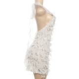 EVE V Neck Backless Solid Mini Dress DLSF-K24D46899