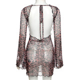 EVE Flare Sleeve Sexy Backless Mini Dress GYME-K20D09320
