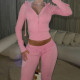 EVE Contrast Color Patchwork Hooded Knits Pants Suit XMCS-CS008787