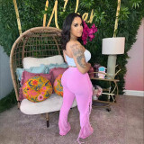 EVE Tassel Solid Color Micro Flare Jeans XMCS-CS20247242048