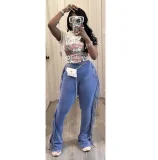 EVE Tassel Solid Color Micro Flare Jeans XMCS-CS20247242048