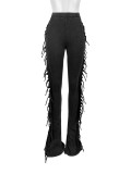 EVE Tassel Solid Color Micro Flare Jeans XMCS-CS20247242048