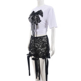 EVE Butterfly Print Loose Top And Lace Shorts Set GNZD-51286SHD