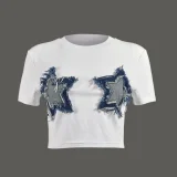 EVE Patchwork Tassel Five-pointed Star T-shirt GNZD-11175THR