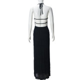 EVE Sleeveless Tie Up Ruffles Maxi Dress GNZD-51618DBD