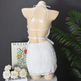 EVE Hollow Out Tie Up Backless Tops Two Piece Skirts Set GNZD-51690SBD