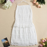 EVE Hollow Out Tie Up Backless Tops Two Piece Skirts Set GNZD-51690SBD