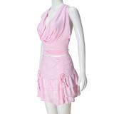 EVE Hollow Out SleevelessTop And Cake Skirt Two-Piece Set GNZD-51659SBD
