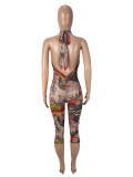 EVE Mesh Floral Print Tight Backless Jumpsuit SHD-9540