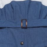 EVE Plus Size Denim Patchwork Contrast Color Long Dress NY-3635