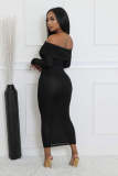 EVE Off Shoulder Long Sleeve Bodycon Dress QYMF-3082