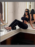 EVE Tight Halterneck Wrap Chest Pants 2 Piece Set GFCF-1384