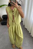 EVE Solid Color Sleeveless Loose Two Piece Pants Set SSNF-211499