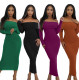 EVE Off Shoulder Long Sleeve Bodycon Dress QYMF-3082