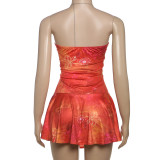 EVE Pearl Chain Print Halterneck Mini Dress XEF-K25D73314