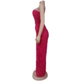 EVE Solid Color Loose Wave Tube Top Jumpsuit BY-7465