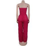 EVE Solid Color Loose Wave Tube Top Jumpsuit BY-7465