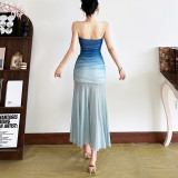 EVE Gradient Mesh Tube Top Maxi Dress GZJQ-K25D68492