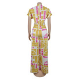 EVE Short Sleeve Print Loose Jumpsuit BY-7468