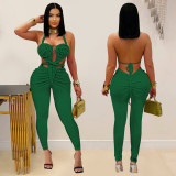 EVE Backless Halterneck Solid Color Jumpsuit BY-7489