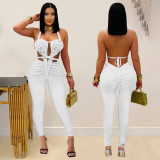 EVE Backless Halterneck Solid Color Jumpsuit BY-7489