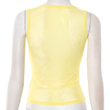 EVE Solid Color Mesh Sleeveless Tank Tops MXBF-J25TP198