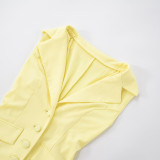 EVE Lapel Sleeveless Ruffled Solid Romper MXBF-D25RP181