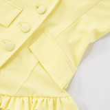 EVE Lapel Sleeveless Ruffled Solid Romper MXBF-D25RP181