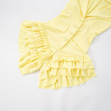EVE Lapel Sleeveless Ruffled Solid Romper MXBF-D25RP181