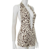 EVE Deep V Neck Leopard Print Romper MXBF-J25RP106