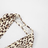 EVE Deep V Neck Leopard Print Romper MXBF-J25RP106