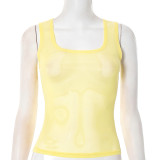 EVE Solid Color Mesh Sleeveless Tank Tops MXBF-J25TP198