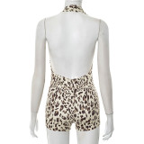 EVE Deep V Neck Leopard Print Romper MXBF-J25RP106