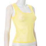 EVE Solid Color Mesh Sleeveless Tank Tops MXBF-J25TP198