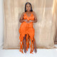 EVE Solid Color Pleated Tassel Midi Dress CYA-901913