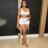 EVE Solid Color Tank Tops Two Piece Shorts Set MXBF-D25ST202