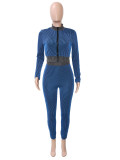 EVE Long Sleeve Zipper Two Piece Pants Set SH-391355