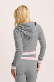EVE Casual Contrast Color Hooded Zipper 2 Piece Set YD-YM025