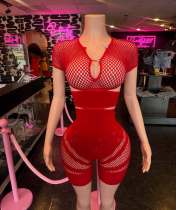 Pre Order: About 7 work days shipping Fishing Net Patchwork  Romper YUEM-300835