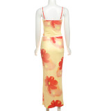 EVE Print Sling Tops Ang Long Skirts Two Piece Set XEF-K24S44108
