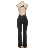 EVE Sleeveless Contrast Color Backless Yoga Jumpsuit XEF-K25Q68159