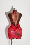 EVE Print Halterneck Backless Mini Dress YWXS-XS-K24D50847